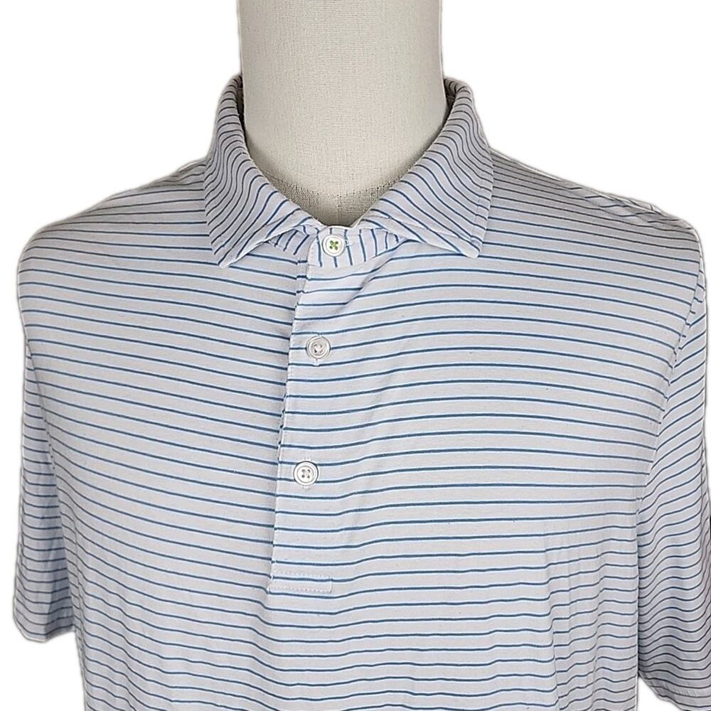 Tasc Performance Men's white & blue striped golf polo shirt XXL